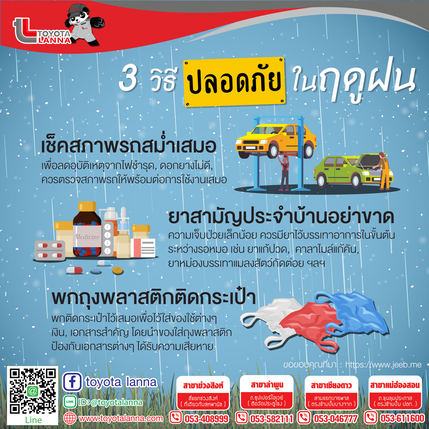 3 วิธีปลอดภัยในฤดูฝน